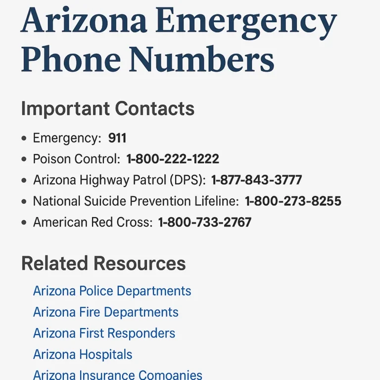 Arizona Emergency Phone Numbers – Tucson & Statewide