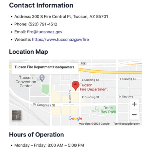 Tucson Fire Departments – Citywide Services
