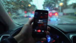 a_close_up_pov_shot_of_a_hand calling 911