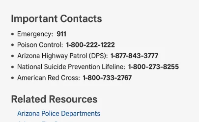 Arizona Emergency Phone Numbers – Tucson & Statewide